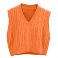 thumbnail image 1 of Sleeveless Women V-neck Knit Crop Sweater Vest Casual Argyle Knit Vest, 1 of 4
