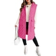 thumbnail image 1 of Sleeveless Women Long Puffer Hood Quilted Winter Outwear Vest Jackets Coats, 1 of 4