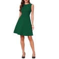 thumbnail image 1 of INSPIRE CHIC Sleeveless Work Dresses for Women Elegant Crew Neck A Line Church Business Casual Dress L Dark Green, 1 of 6