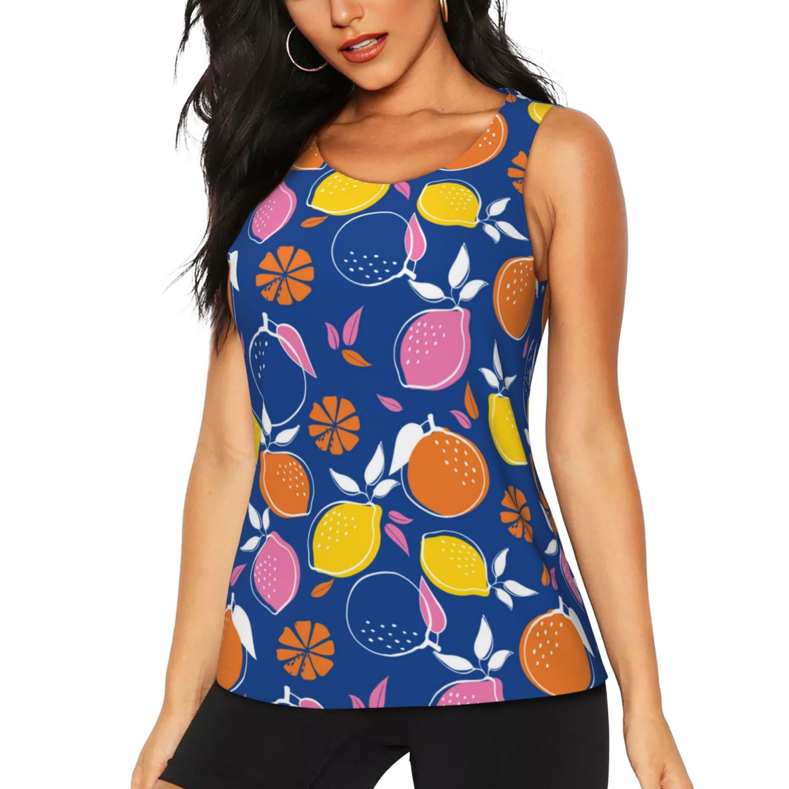Sleeveless Workout Tops For Women Cute Colorful Lemon Tank Top For