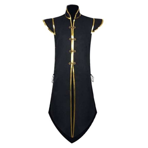Sleeveless Wushu Performance Vest, Sleeveless Chinese Martial Arts Tang Suit Vest, Gold Trim Wushu Kung Fu Uniform Top for Training Performance Cosplay,Traditional Martial Arts Costume, Black S