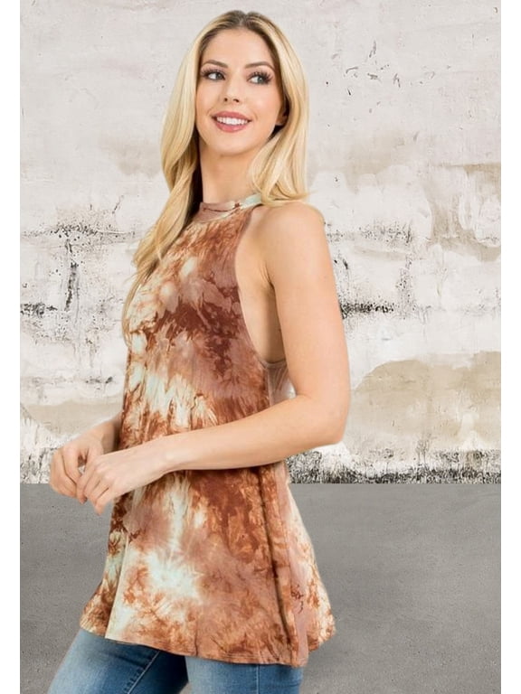 Sleeveless pullover rust tie dye top