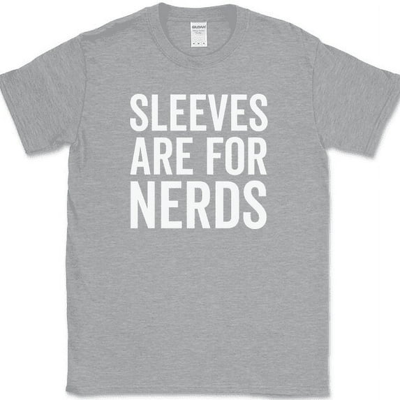 Sleeves Are For Nerds T-Shirt Funny Gym Cut Off Lifting Workout Fitness Tee - Heather Grey, L