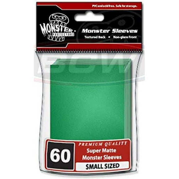 Monster Green Protector Sleeves - Smaller Size Super Matte - (Fits Yugioh and Other Smaller Sized Gaming Cards) Great Gift for Collectors