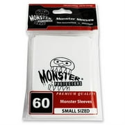 Sleeves - Monster Protector Sleeves - Smaller Size Gloss Finish w/Logo - White Fits Yugioh and Other Smaller Sized Gami