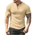 thumbnail image 1 of Sleeves for Men,Short Shorts,Men's Striped Gradient Button Round Neck Sports Short Sleeve Top/Shirt,Short for Men, 1 of 5