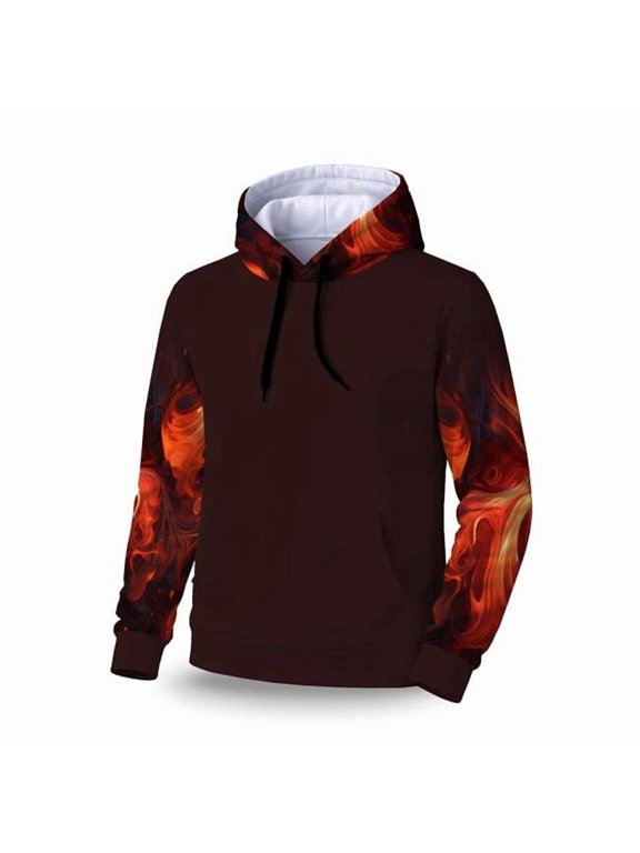 C1SPHLRGIYQT1B Fires of Heck Sleeve Pullover Hoodie - Stylish Apparel - Large