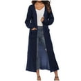 Slegive Womens Cardigan Jacket Large Pocket Long Slit Loose Thin Coat