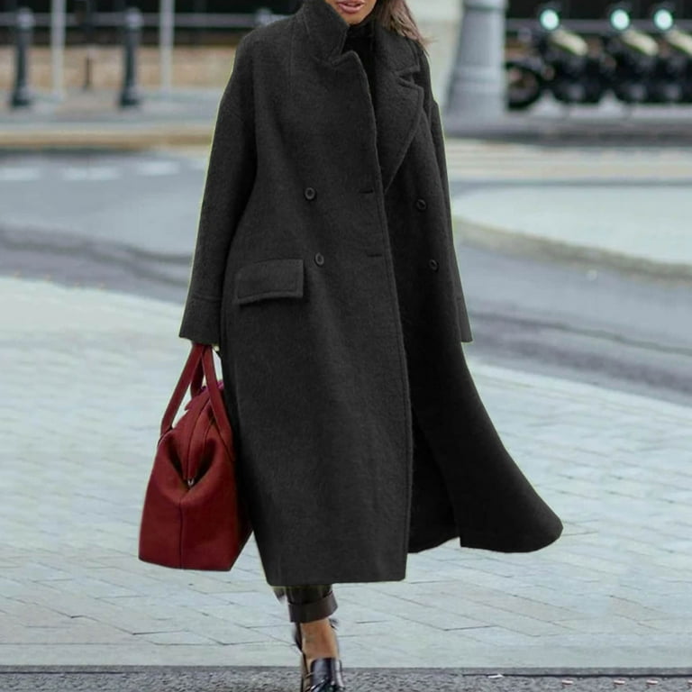 Black ankle length coat best sale