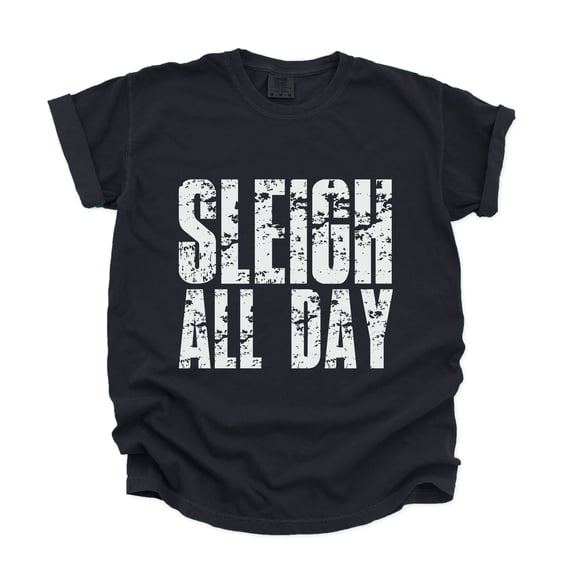Sleigh All Day Block Distressed - Women's Garment Dyed Graphic T-Shirt