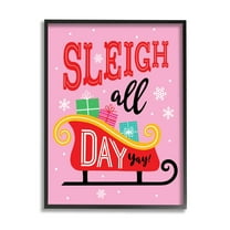 Sleigh All Day Bold Gift Sled Holiday Graphic Art Black Framed Art Print Wall Art