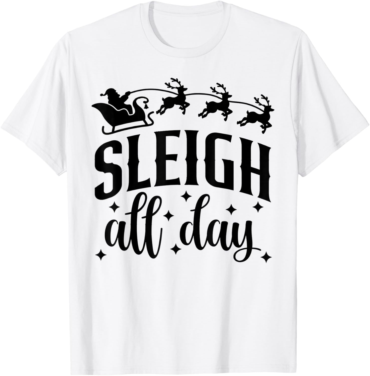 Sleigh All Day Slay Girl Christmas Vintage Groovy Santa Design T-Shirt ...