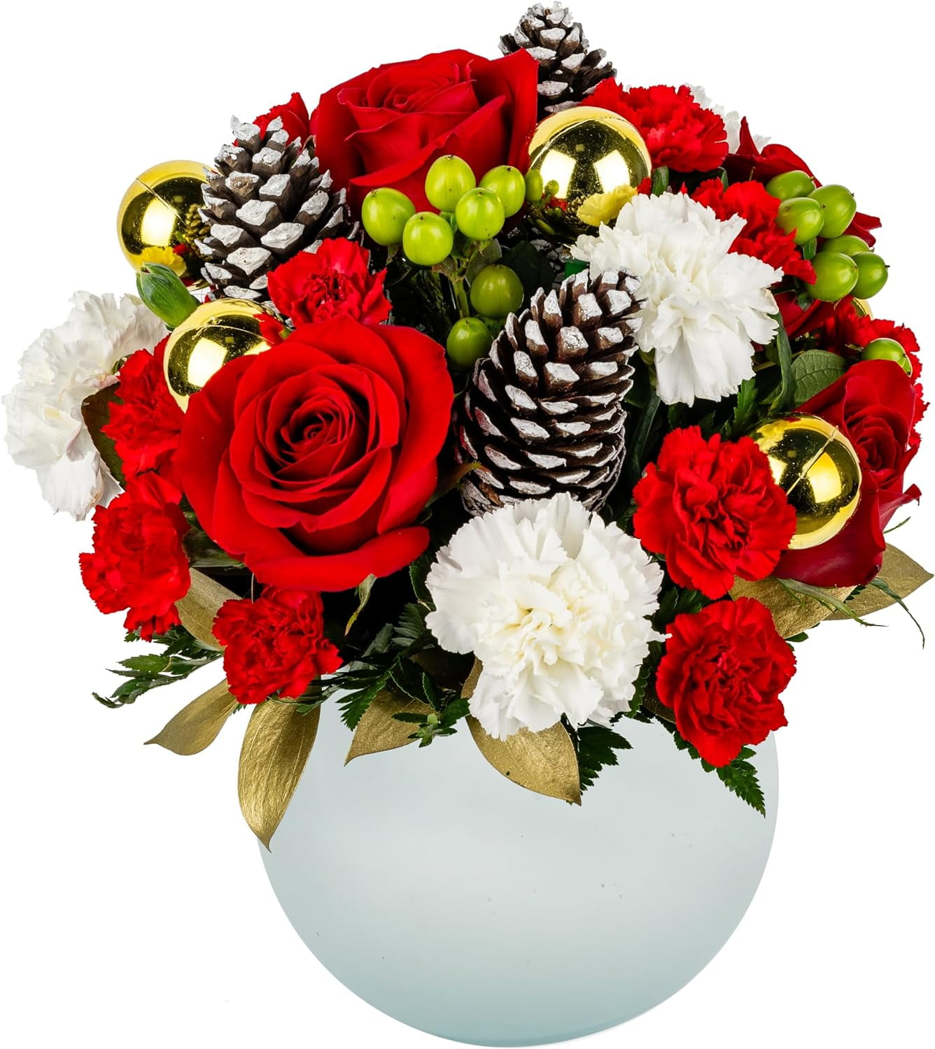 Sleigh Bells by Arabella Bouquets with Free Elegant, Opal Vase (Fresh-Cut Flowers, Red)