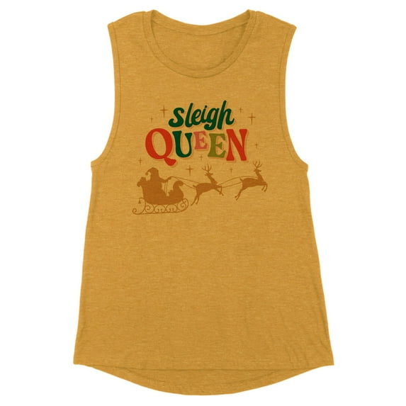 Sleigh Queen Women's Muscle Tank Small Antique Gold