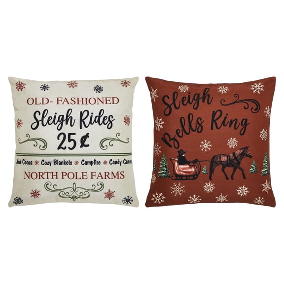 Sleigh Ride Pillow Cover Set of 2 18Lx18W