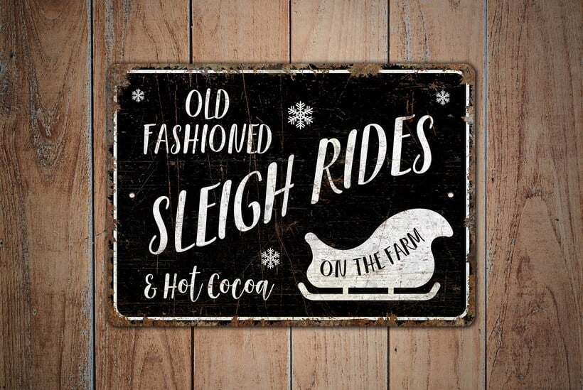 Sleigh Rides Sign Old Fashioned Sleigh Ride Sleigh Rides Decor Vintage ...