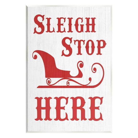 Sleigh Stop Here Christmas Landing Sign Holiday Graphic Art Unframed Art Print Wall Art