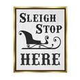 thumbnail image 1 of Sleigh Stop Here Holiday Sled Holiday Graphic Art Metallic Gold Framed Art Print Wall Art, 1 of 6