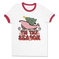 thumbnail image 1 of Sleigh Tis the Season Ringer Tee Shirt Unisex X-Large White/Red, 1 of 5
