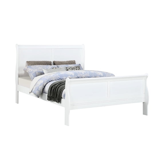 Sleigh design, English dovetail joints - White queen size bed for a modern retreat