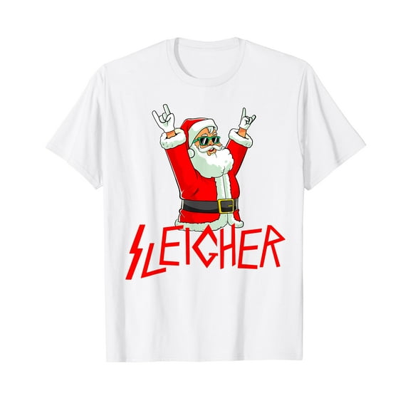 Sleigher Funny Christmas Heavy Metal Music Gifts Men Women Vintage Men T-Shirt