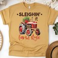 thumbnail image 1 of Sleighin’ It Farm Style Shirt | Red Tractor Country Christmas Tee, Gold, Size 2XL, 1 of 6