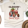 thumbnail image 1 of Sleighin’ It Farm Style Shirt | Red Tractor Country Christmas Tee, Natural, Size S, 1 of 6