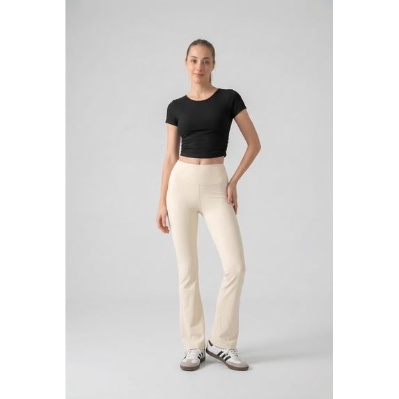 Slemon Women's Flare Yoga Leggings High Waisted Butt Lifting Naked Feel Pilates