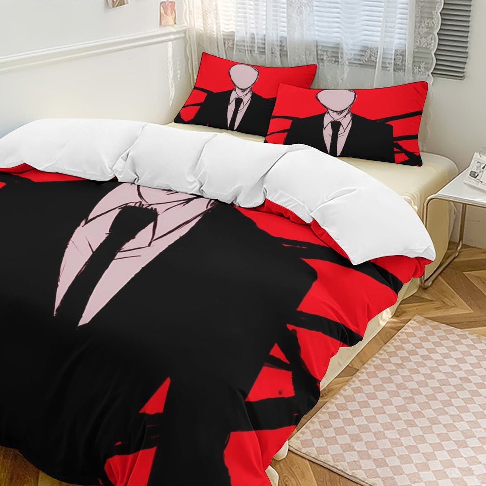 Slender Man 3Piece Bedding Set (1 Duvet Cover + 2 Pillow Shams) Soft