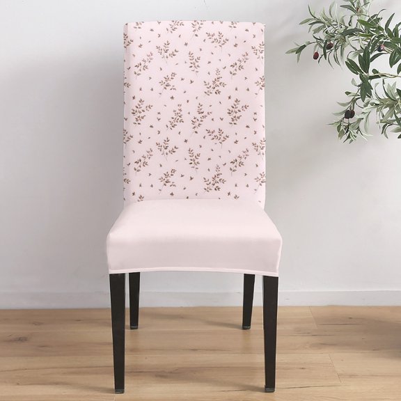 Slender Twigs Dining Chair Covers Set of 1, Rustic Country Pink Leaf Sprig Micro Ditsy Print Chair Covers for Dining Room Removable Seat Protectors Slipcovers for Home Party Wedding Banquet