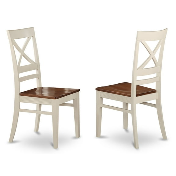Slender X Back Dining Room Chairs - Comfortable and Elegant Seating for Dining Area - Cherry Finished Wooden Seats - Set of 2