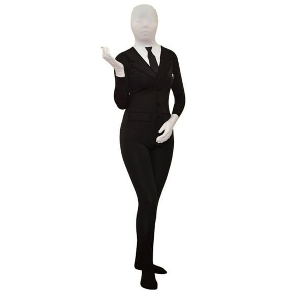 Slenderman Adult Spandex Costume Body Suit Tie Slender Man Mens Black Tux Meme