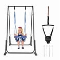 thumbnail image 1 of Slevoo 2-in-1 Baby Jumper and Swing Set with Portable Quick Foldable Stand, Easy Setup, Adjustable Strap, Soft Padded Seat, Black, 1 of 8
