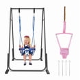 thumbnail image 1 of Slevoo 2-in-1 Baby Jumper and Swing Set with Foldable Metal Frame, Easy Setup, Adjustable Strap, Soft Padded Seat, Pink, 1 of 8