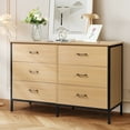 thumbnail image 1 of Slevoo 47.3" W Chest of Dressers 6 Drawers for Bedroom, Living Room, Hallway, Steel Wood Frame, Oak, 1 of 8
