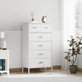 thumbnail image 1 of Slevoo 6 Drawer Dresser, Dresser for Bedroom with Steel Frame, Modern Chest of Drawers, White, 1 of 6