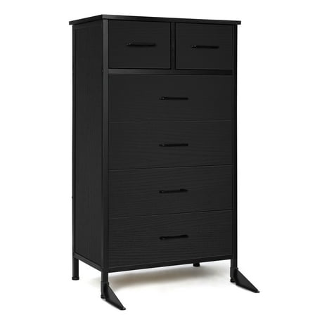 Slevoo 6 Drawer Dresser for Bedroom, Storage Cabinet Wooden Dresser, Steel Wood Frame, 42.1''H Black