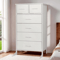 thumbnail image 1 of Slevoo 6 Drawer Dresser for Bedroom, Storage Cabinet Wooden Dresser, Steel Wood Frame, 42.1''H White, 1 of 13