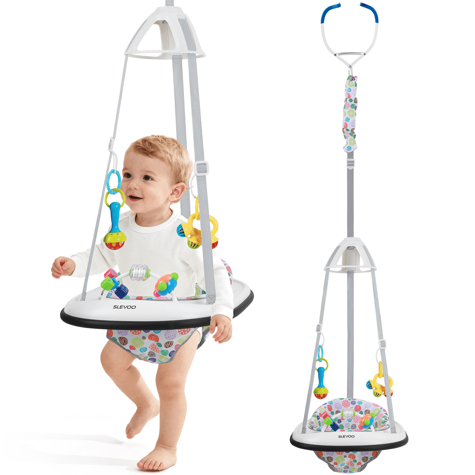 Slevoo Baby Doorway Jumper Baby Bouncer with Bumper, Two Jingle