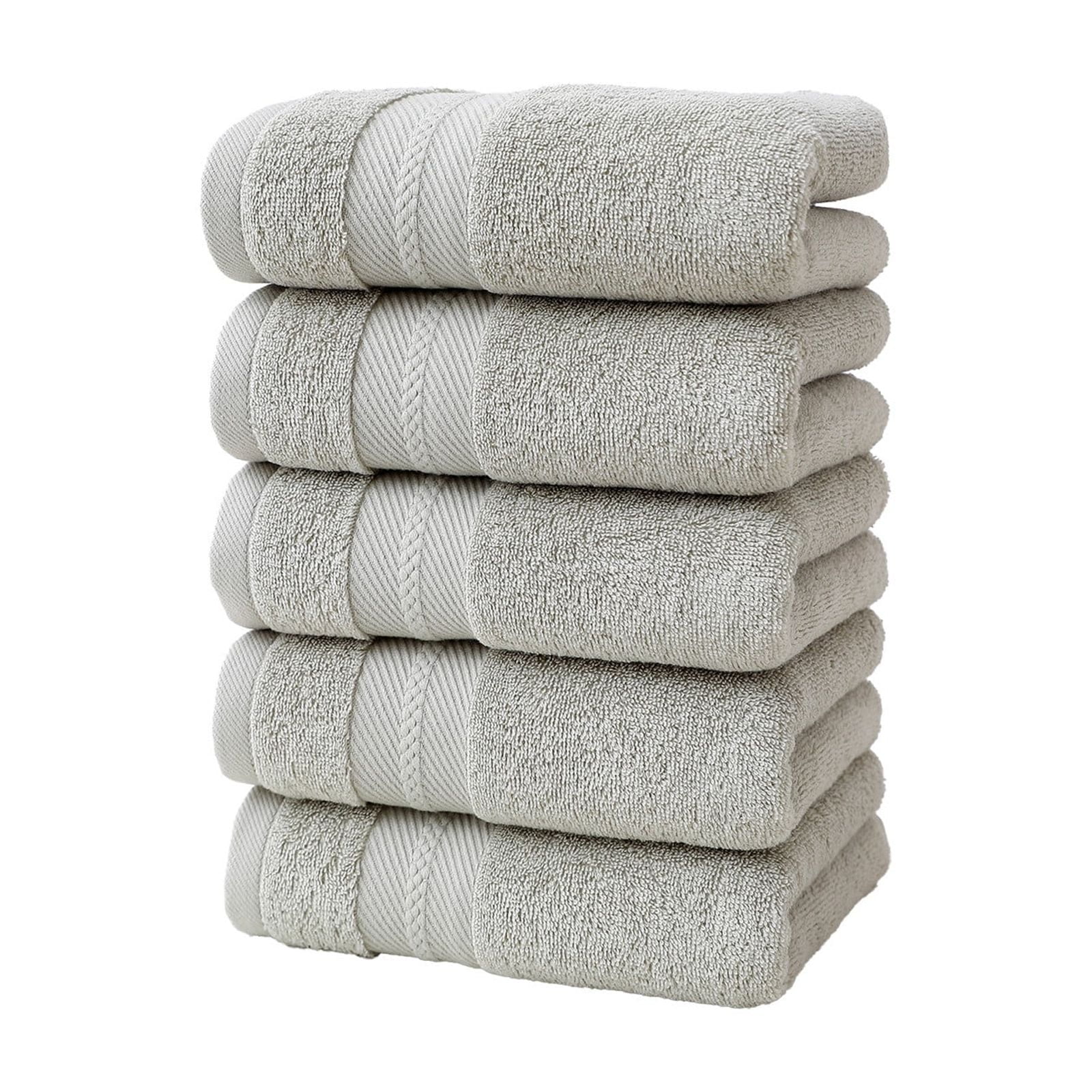 Slhenay Bath Towels, Cotton Towel Set for Bathroom, Hotel, Gym, Spa, Soft Extra Absorbent Quick Dry 28*14 Inch 5 Pcs Green