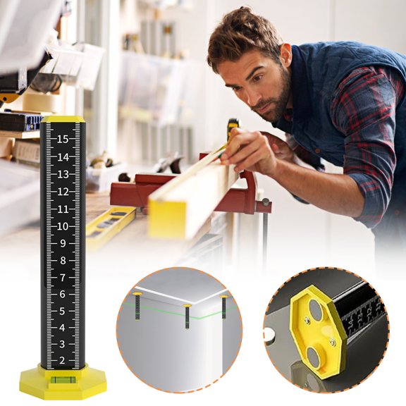 Slhenay Ceiling and Floor Tile Ruler - Leveling Ruler with Magnetic Base, Gradienter Horizontals Line Leveling Tool (A)