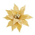 thumbnail image 1 of Slhenay Christmas Poinsettia Flowers Decoration Artificial Winter Tree Ornaments for Xmas Tree Wreaths Garland Holiday Wedding Party Decorations (Gold), 1 of 1