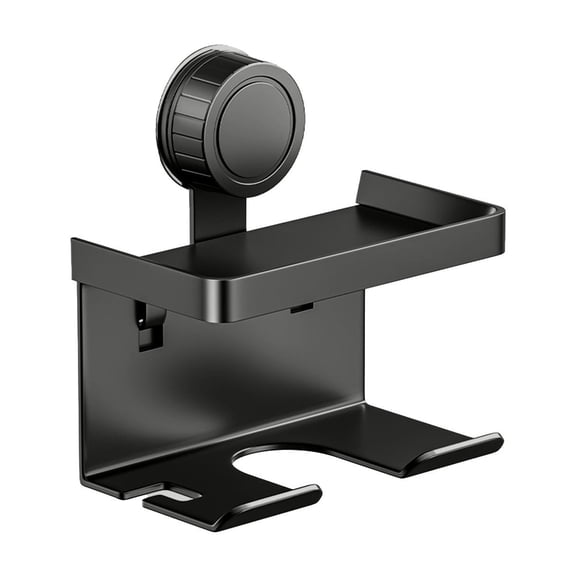 Slhenay Hair Dryer Holder Wall Mount Blow Dryer Hanger Stand Rack Countertop Bracket Bathroom Organizer Storage Suction Cup (Black)
