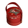 thumbnail image 1 of Slhenay Hand-held Round Gift Box Christmas Storage Container for Treats Decorations Cute Design for Holiday Celebrations Xmas Party Supplies (Red), 1 of 1