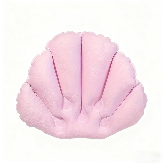 Slhenay Inflatable Bath Pillow with Suction Cups, Terry Cloth Covered Shell Shape Bathtub Spa Pillow Comfortable Soft Cushion, Neck Support 2Pcs (Pink)