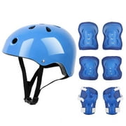 Slhenay Kids Bike Helmet Set, with Knee Pads Elbow Pads Wrist Guards, Adjustable Helmet for Ages 3-5-8 Toddler Kids&Youth, Bicycle Skateboarding Set of 7, Blue