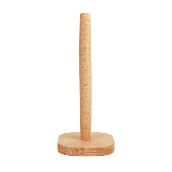 Slhenay Paper Towel Holder Natural Wood Countertop Vertical Tissue Holder Rack Kitchen Paper Hanger Rack Countertop Wooden Paper Roll Holder for Kitchen Bedroom Living Room Home Decoration, A
