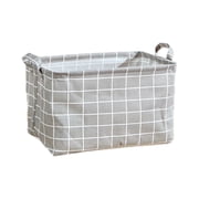 Slhenay Rectangular Storage Basket, 15*10 Inch Collapsible Simple Pattern Storage Bin with Handles for Bedroom Laundry Room Gray