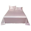 thumbnail image 1 of Slhenay Satin Sheets Silky Soft Satin Bed Sheets Ice Satin Sheet Set, 1 Sheet + 1 Flat Sheet + 2 Pillowcases Cool Ice Satin Bed Sheets Set Premuim Fabric Machine Washable 70x90in, Pink, 1 of 8