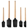 thumbnail image 1 of Slhenay Silicone Spatula Set of 5, Nonstick Rubber Spatulas, Spoonula, Jar Scraper for Cooking, Baking, Mixing, Frosting (Black), 1 of 7